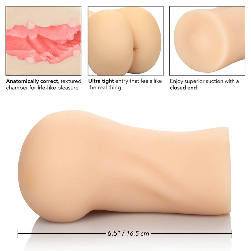 Stroke It Ass Ivory Light Skin Tone Beige Masturbator with anatomically correct textured chamber for life-like pleasure, 6.5 inches