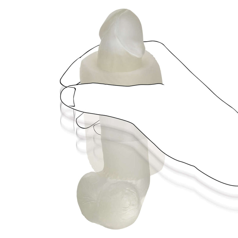 Slop Top Nasty Luv glow-in-the-dark textured stroker held in hand.