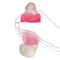 Glow-in-the-dark textured stroker held in hand, enhancing oral play with ridged texture for intensified pleasure.
