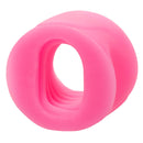 Glow-in-the-dark pink textured slop top stroker for thrilling oral play, made from premium liquid silicone.