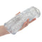 Hand holding Cyclone Dual Chamber Stroker XL, showcasing its dual-ribbed design for intense stimulation and solo pleasure.