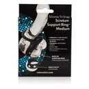 Packaging of Silicone Tri-Snap Scrotum Support Ring Medium Black Adjustable from California Exotic Novelties