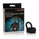 Silicone Tri-Snap Scrotum Support Ring Medium Black Adjustable with Packaging from California Exotic Novelties
