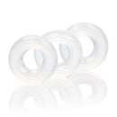 Stacker Rings Silicone Cock Rings 3 Piece Clear set of three flexible rings for customizable comfort during intimacy.