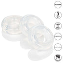 Stacker Rings Silicone Cock Rings 3 Piece Clear set showcasing flexible, comfortable, and easy-to-use design.