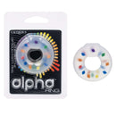 Alpha Liquid Silicone Optimum Party Ring in packaging with colorful design for enhanced pleasure and performance.