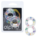 Alpha Liquid Silicone Crazy 8 Party Ring in packaging, featuring dual-ring design for enhanced pleasure and performance.