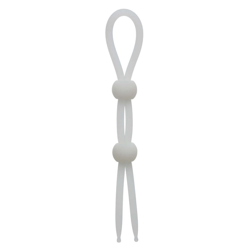 Alpha Liquid Silicone Dual Lasso White, adjustable dual cinch enhancer for customized pleasure and support.