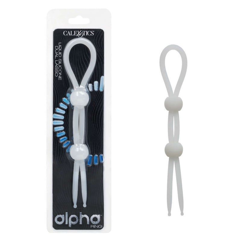 Alpha Liquid Silicone Dual Lasso White adjustable enhancer for personalized fit and intensified sensations.
