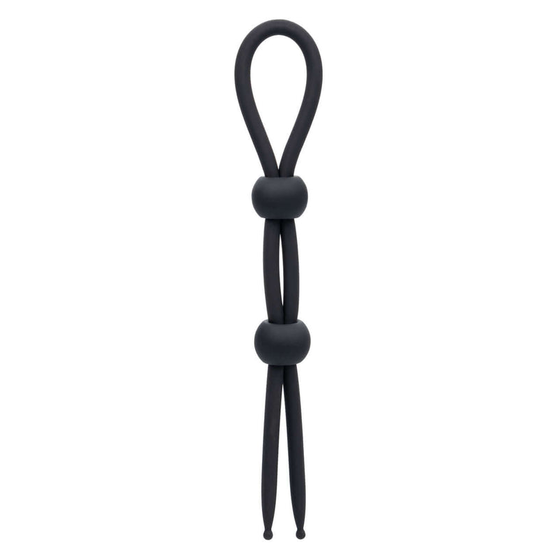Alpha Liquid Silicone Dual Lasso Black, a premium adjustable enhancer designed for personalized pleasure.