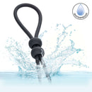 Alpha Liquid Silicone Dual Lasso Black in water, showcasing its waterproof design and premium adjustable features.