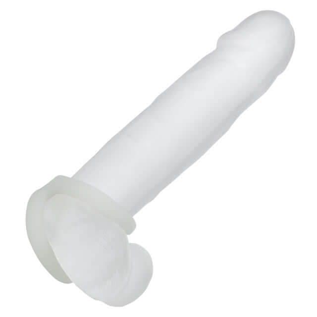 Alpha Liquid Silicone Snug Tugger Glow-In-The-Dark White, a premium performance enhancer for intimate experiences.