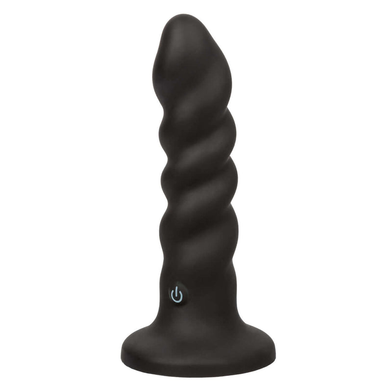 Onyxxx Rippled Probe Rechargeable Black, a silicone stimulator with a curved, rippled design for deep stimulation.