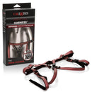 Her Royal Harness The Regal Duchess Adjustable Red showcased with packaging, highlighting its premium design and adjustable features.