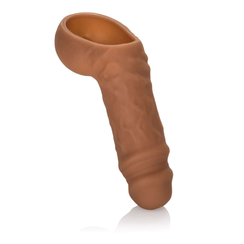 Packer Gear Silicone Hollow STP in chocolate color, designed for FTM Stand To Pee functionality.