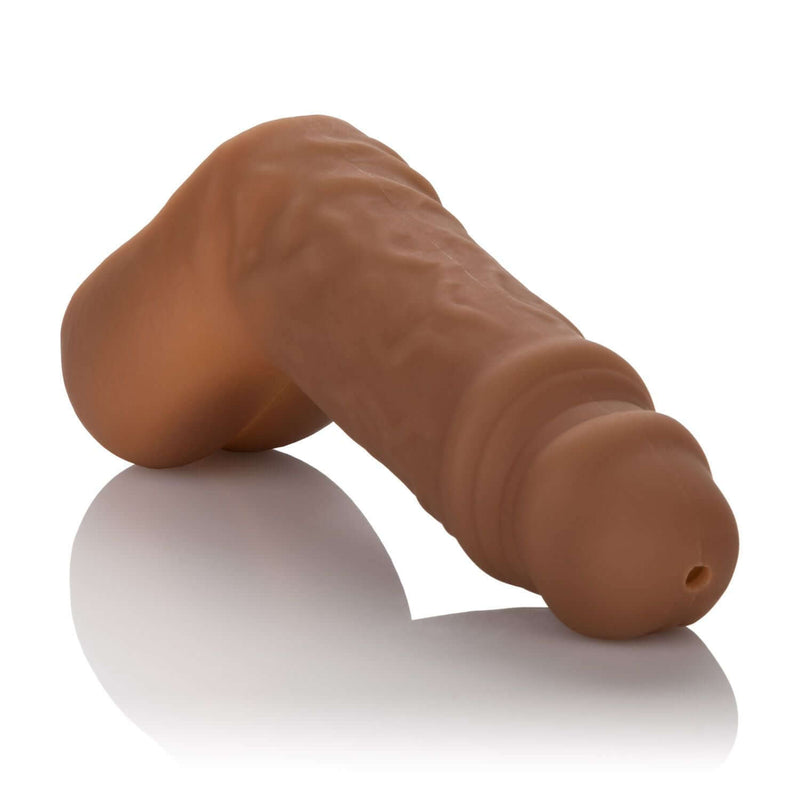 Packer Gear Silicone Hollow STP in medium skin tone brown designed for FTM Stand To Pee functionality.