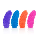 Silicone Finger Swirls Finger Massagers 4 Pack in vibrant colors: purple, blue, orange, and pink for enhanced touch and comfort.