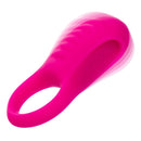 Basic Essentials Vibrating Ridge Rider Silicone Cock Ring Pink showcasing a sleek design for enhanced pleasure.