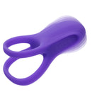 Basic Essentials Vibrating Dual Support Cock Ring Purple, body-safe silicone, versatile couples' enhancer.