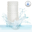 Basic Essentials Liquid Silicone Pleasure Enhancer Clear in water, showcasing its waterproof design and textured surface.