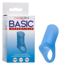 Basic Essentials Liquid Silicone Pleasure Enhancer Blue in packaging for enhanced pleasure and performance.