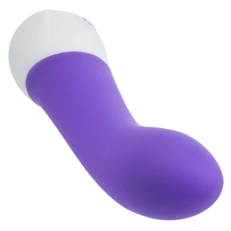 Basic Essentials Intense Power G Vibrator Purple showing its elegant curved design for targeted pleasure.