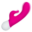 Basic Essentials Intense Power Rechargeable Dual Pleaser Pink, ergonomic dual-action pleasure device in vibrant pink.