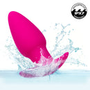 Basic Essentials Rechargeable Tapered Probe Pink splashing in water, showcasing waterproof IPX7 design.