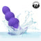 Basic Essentials Rechargeable Beaded Probe Purple splashing in water, showcasing waterproof design and beaded shaft.