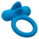 Blue silicone rechargeable couples vibrating enhancer with dual teasers, designed for shared intimate experiences with 12 vibration functions.