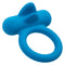 Blue silicone rechargeable couples vibrating enhancer with dual teasers, designed for shared intimate experiences with 12 vibration functions.