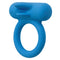 Blue silicone rechargeable vibrating enhancer with dual teasers and comfortable ring design for couples.