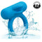Blue silicone couples vibrating enhancer with water splash, featuring the waterproof IPX7 symbol.