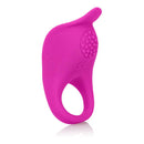 Silicone Rechargeable Teasing Enhancer Cock Ring Pink showcasing a slim, dual-stimulation vibrating design.