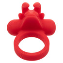 Silicone Rechargeable The Matador Couples Vibrating Enhancer in red, featuring a stretchy ring and triple stimulation design.