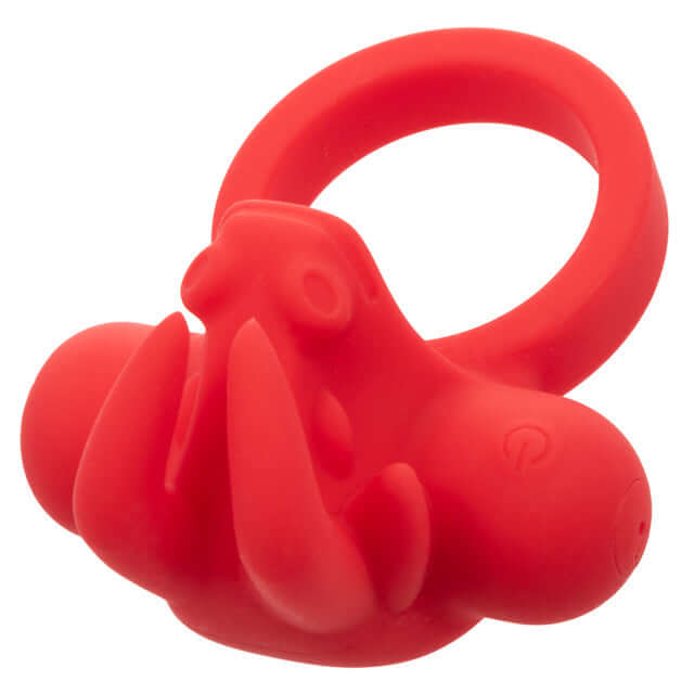 Red Silicone Rechargeable The Matador Couples Vibrating Enhancer for Triple Stimulation and Sensation Enhancement.