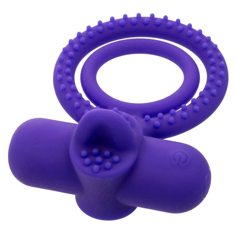 Silicone Rechargeable Dual Climaxer Couples Vibrating Enhancer with 12 Functions, Purple, Luxury Intimate Toy for Shared Pleasure