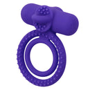 Purple silicone rechargeable couples vibrating enhancer with dual support and textured design, featuring 12 vibration functions.