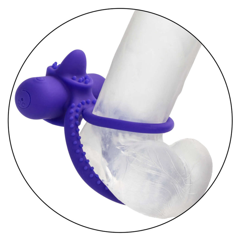 Silicone Rechargeable Dual Climaxer Couples Vibrating Enhancer with 12 Functions, Purple