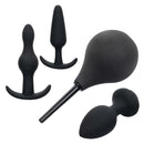 Pleasure Kits Anal Explorer Collection Black includes a silicone anal toy set with cleansing accessory for new sensations.