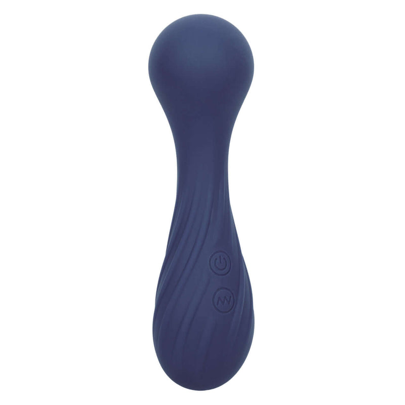 Charisma® Temptation compact waterproof massager with 12 intense functions in blue, made from body-safe silicone with a flexible design.