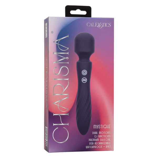 Charisma Mystique Dual Motor Massager in packaging box with waterproof silicone design