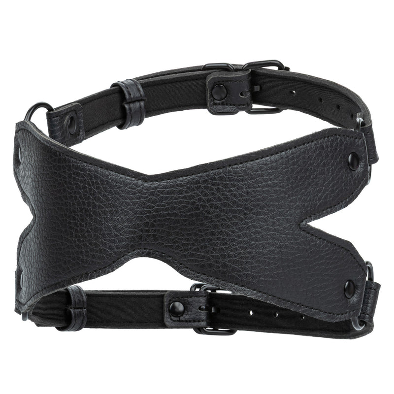 Nocturnal Collection X-Mask striking black leather design with X-shaped construction for total blackout experience.