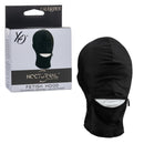 Nocturnal Collection Fetish Hood Black displayed with packaging for sensory exploration and full-coverage domination.