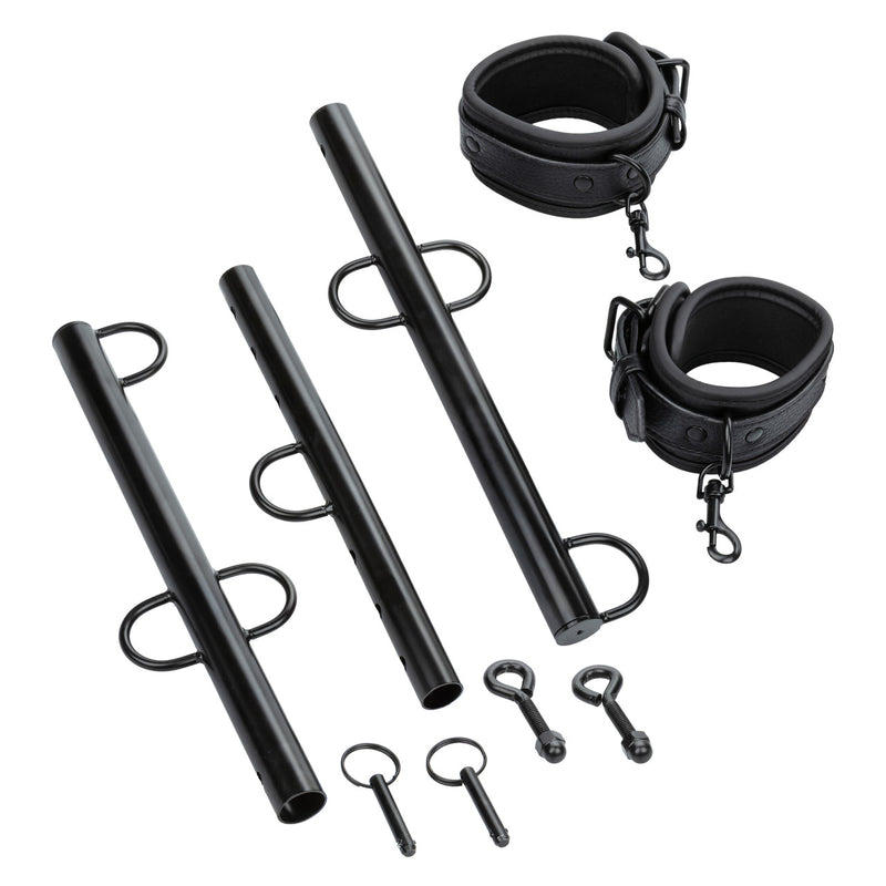 Nocturnal Collection Spreader Bar with Cuffs featuring cuffs and metal rods for restraint play.