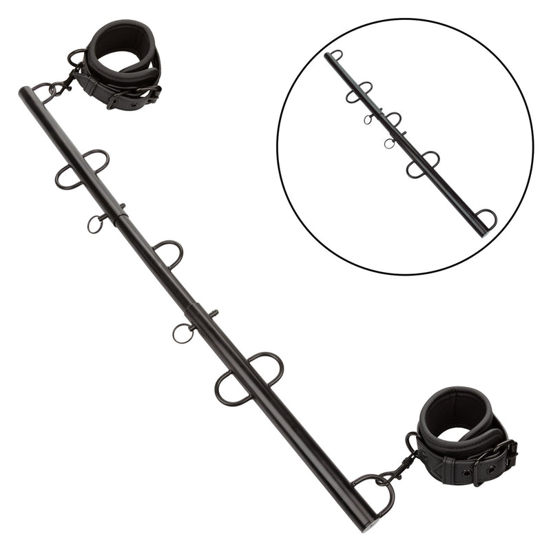 Nocturnal Collection Spreader Bar with Cuffs showcasing restraint play tools for submission and pleasure.