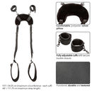 Adjustable position strap with velvet pillow and cuffs, featuring durable, textured design for comfort and control in intimate settings.