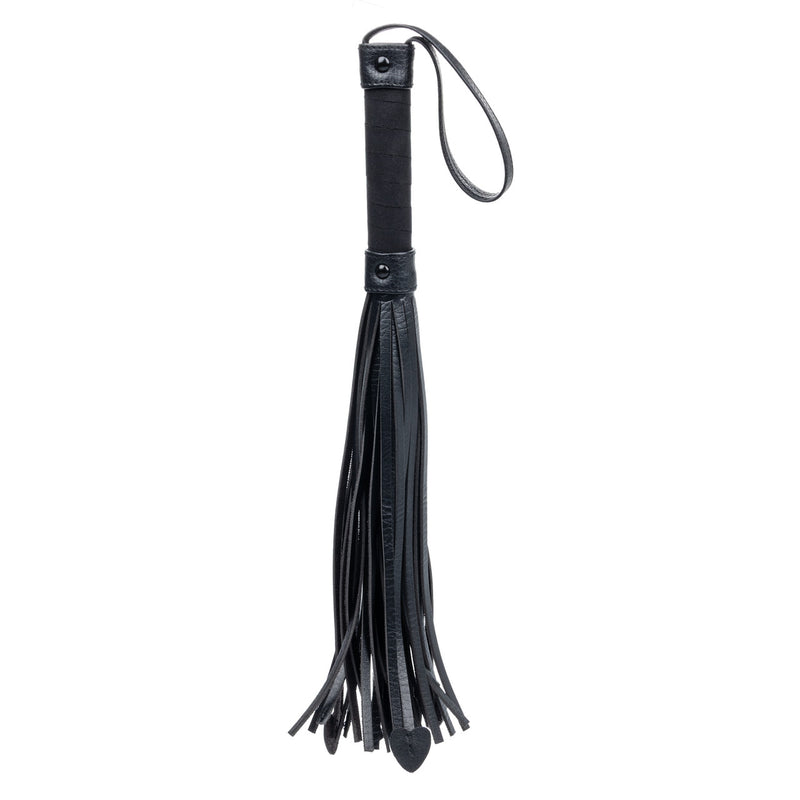 Nocturnal Collection Heart Throb Flogger features a sleek design for BDSM play with soft leather strands.