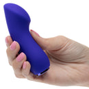 Close-up of Raven G Pleaser Massager being held in hand, showcasing its sleek design and sculpted shape.
