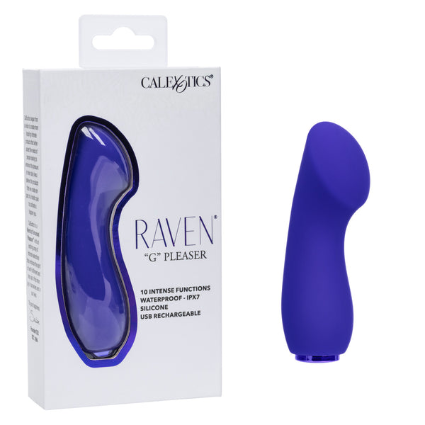 Raven G Pleaser Massager with packaging, showcasing its sleek design and features like waterproof and rechargeable.